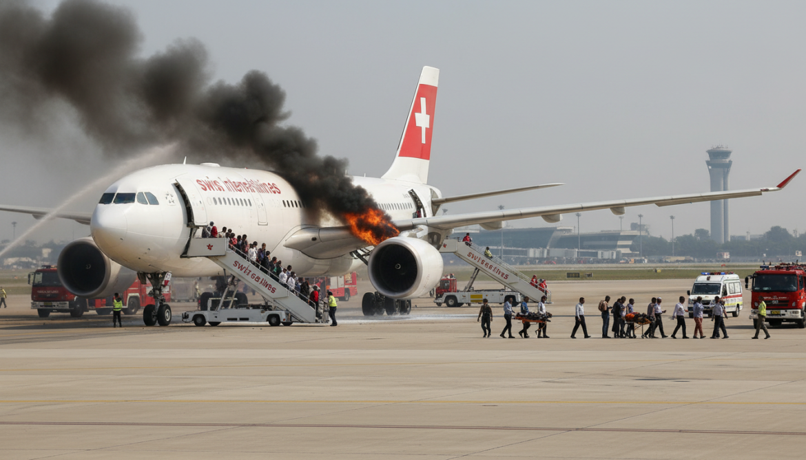 Swiss flight aborts Delhi takeoff after engine fire, six passengers injured