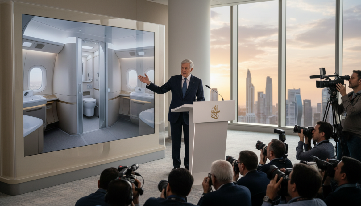 Emirates announces plan to add onboard bathrooms to first class suites