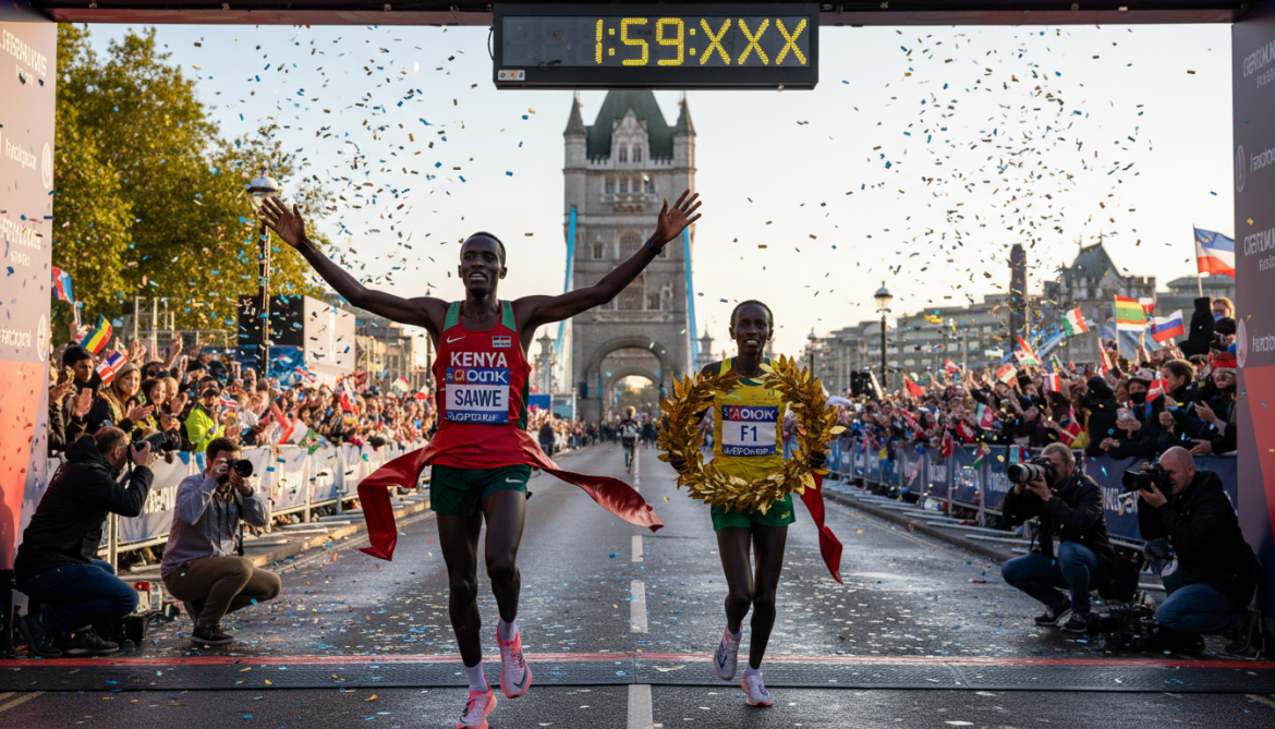 Sabastian Sawe breaks two-hour barrier as Tigst Assefa defends London Marathon title