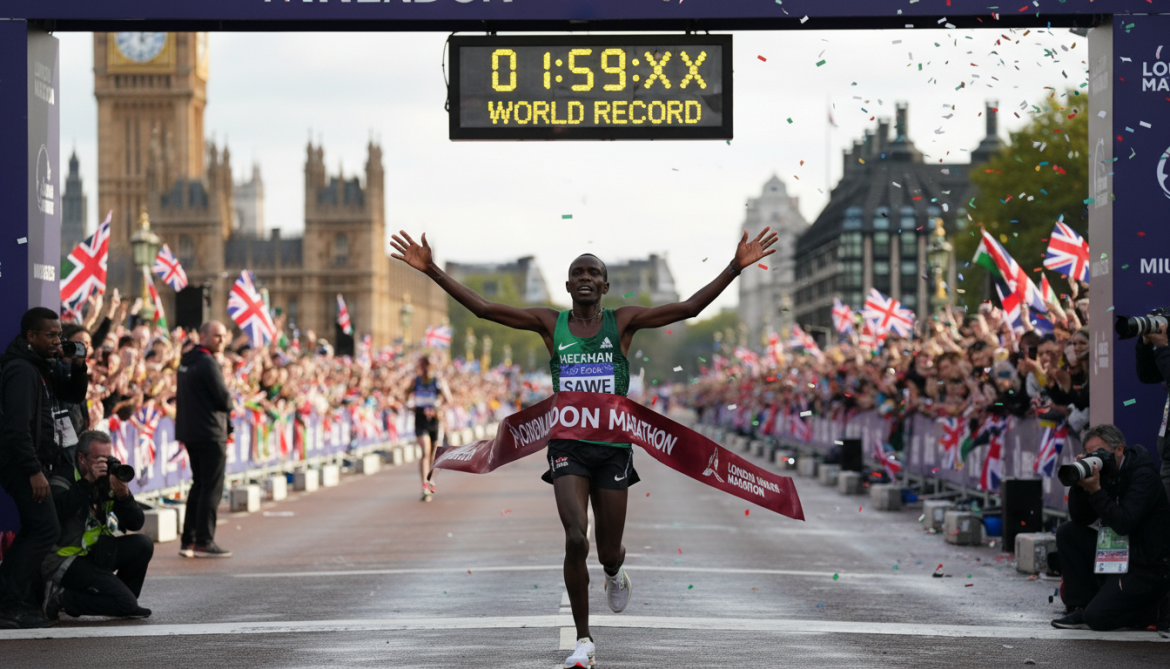 Kenyan Sebastian Sawe breaks two-hour barrier and sets men's London Marathon world record
