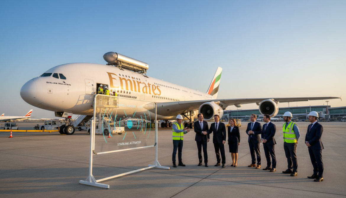 Emirates A380 Completes First Starlink Installation and Promises 1000x Faster Inflight Wi-Fi