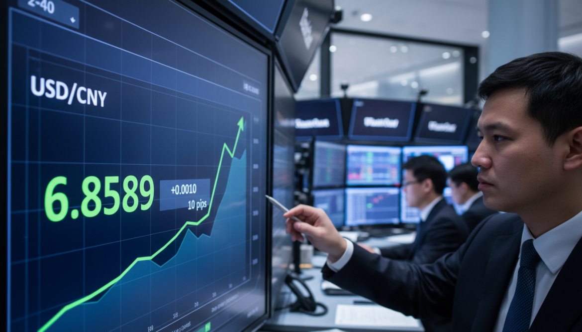 US dollar rises against Chinese yuan by 10 pips to 6.8589