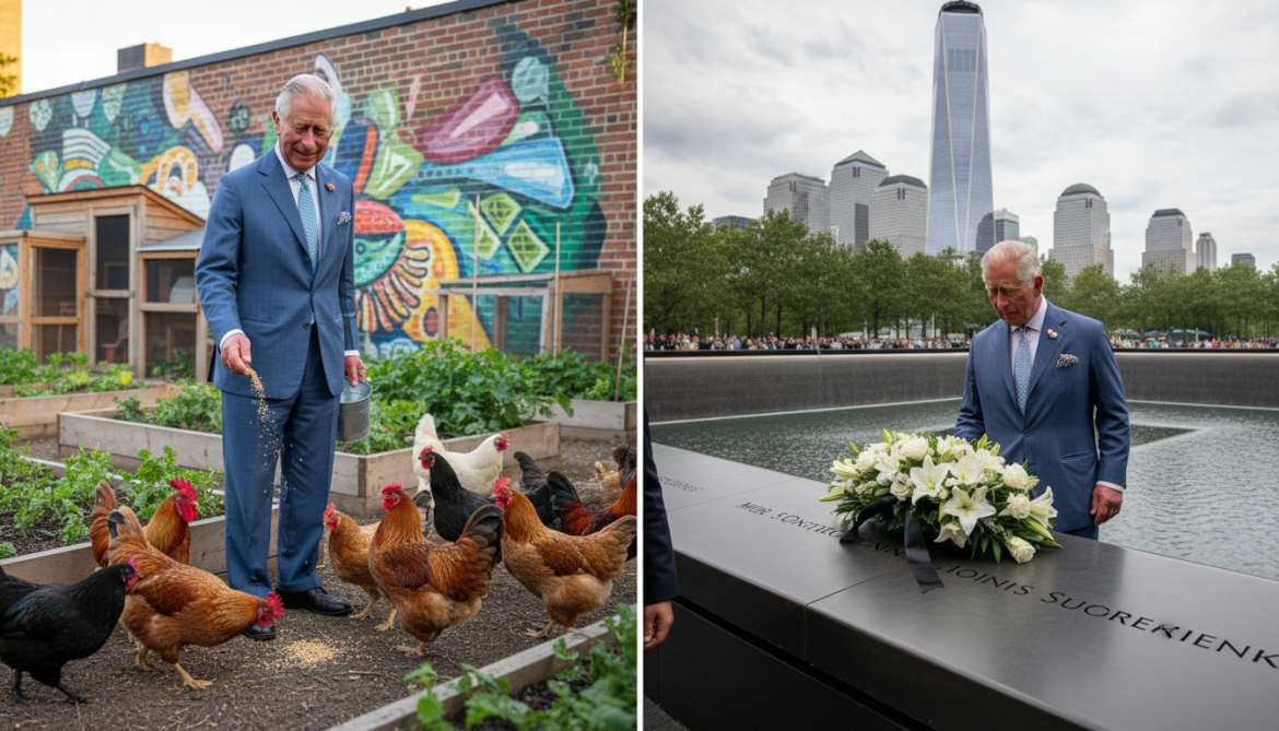 King Charles III feeds Harlem chickens, lays bouquet at 9/11 Memorial
