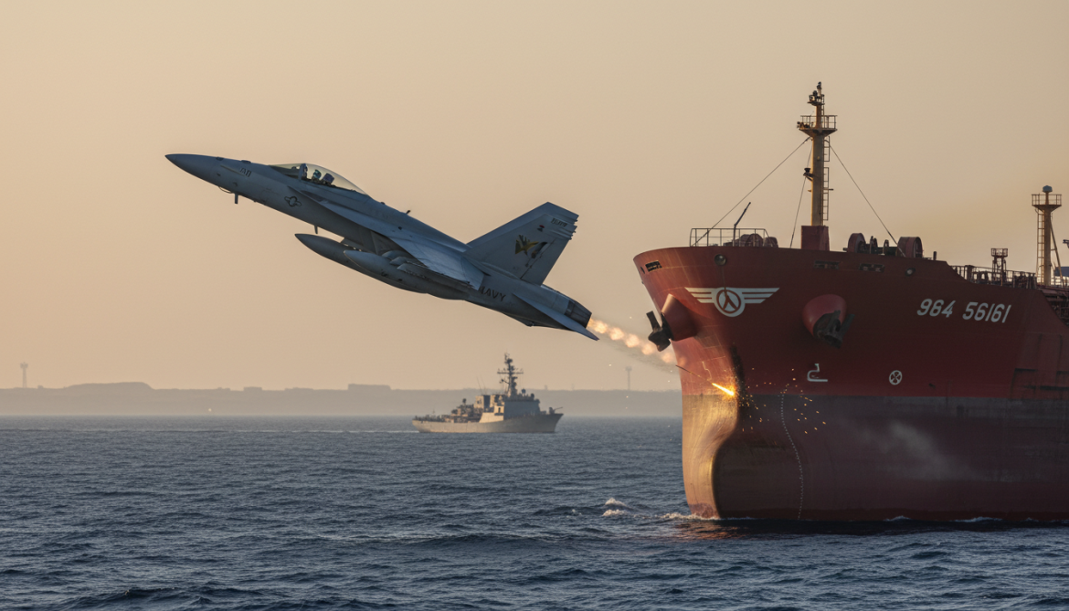 US fighter jet fires on Iranian tanker rudder in Gulf of Oman
