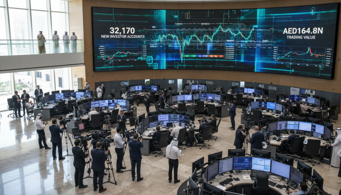 Dubai Financial Market records 32,170 new investor accounts and AED164.8bn trading value