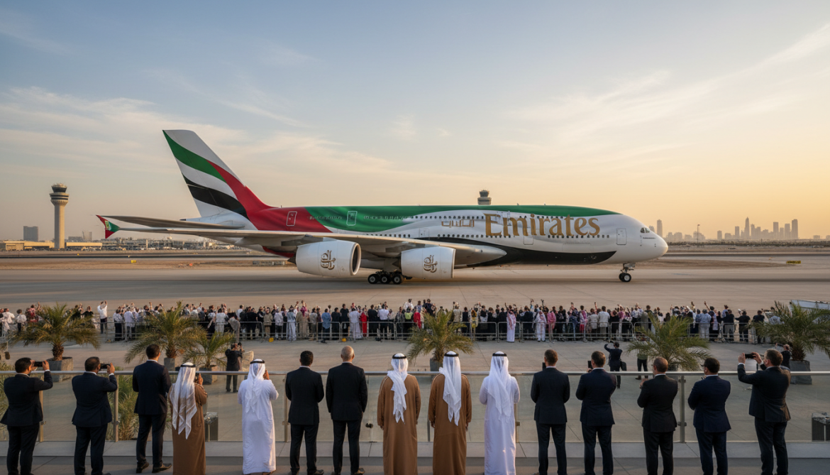 Emirates unveils giant UAE flag livery on Airbus A380