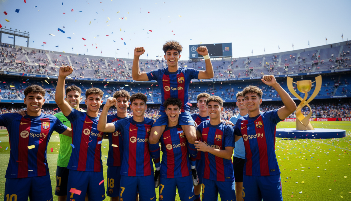 Hamza Abdel Karim heads Barcelona youth into Spanish Champions Cup semifinals