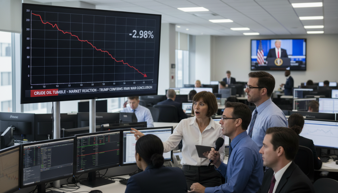 Crude oil tumbles nearly 3% after Trump confirms Iran war will end quickly