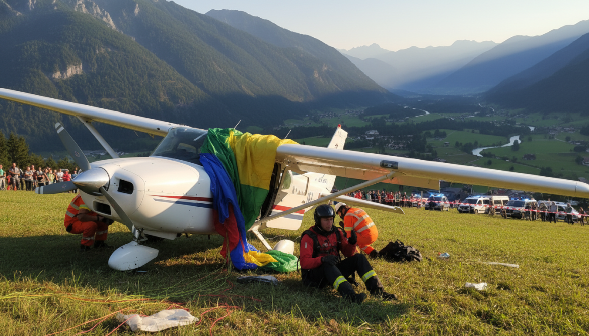Austrian paraglider makes emergency landing after sightseeing plane tears parachute