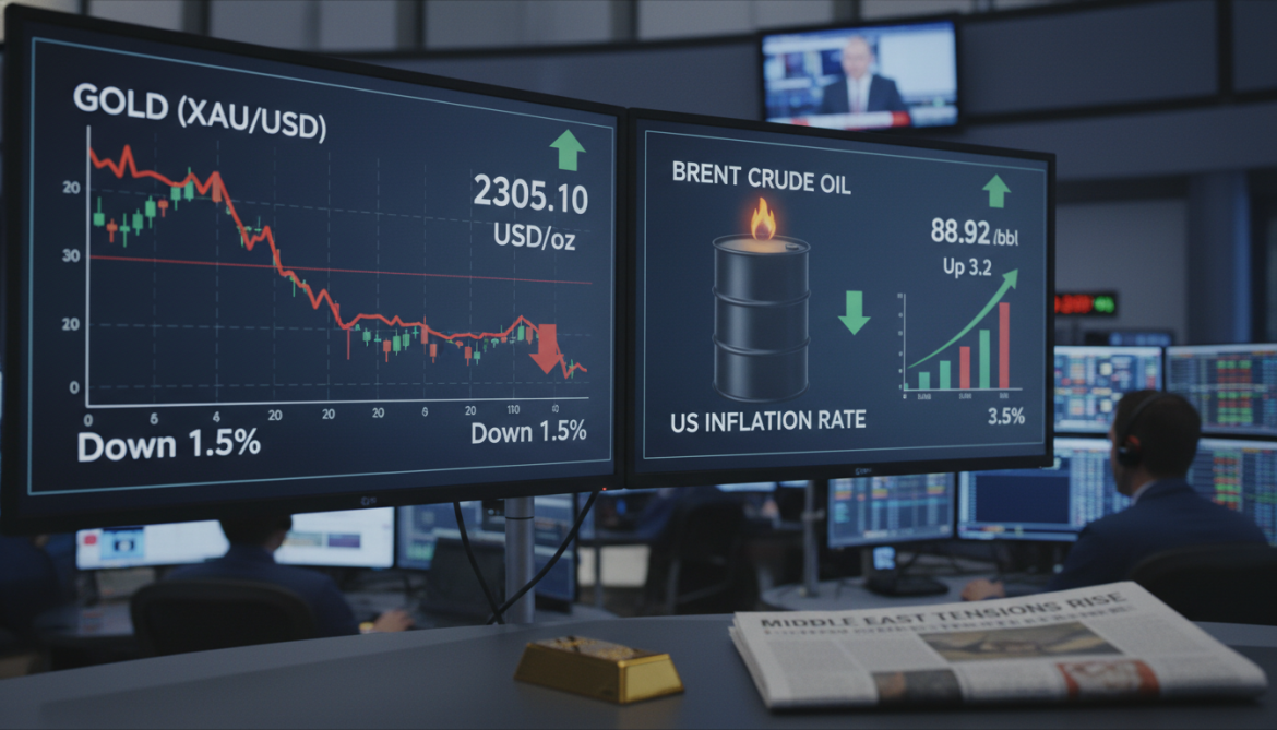 Gold prices decline after US‑Iran tensions lift Brent oil and inflation concerns