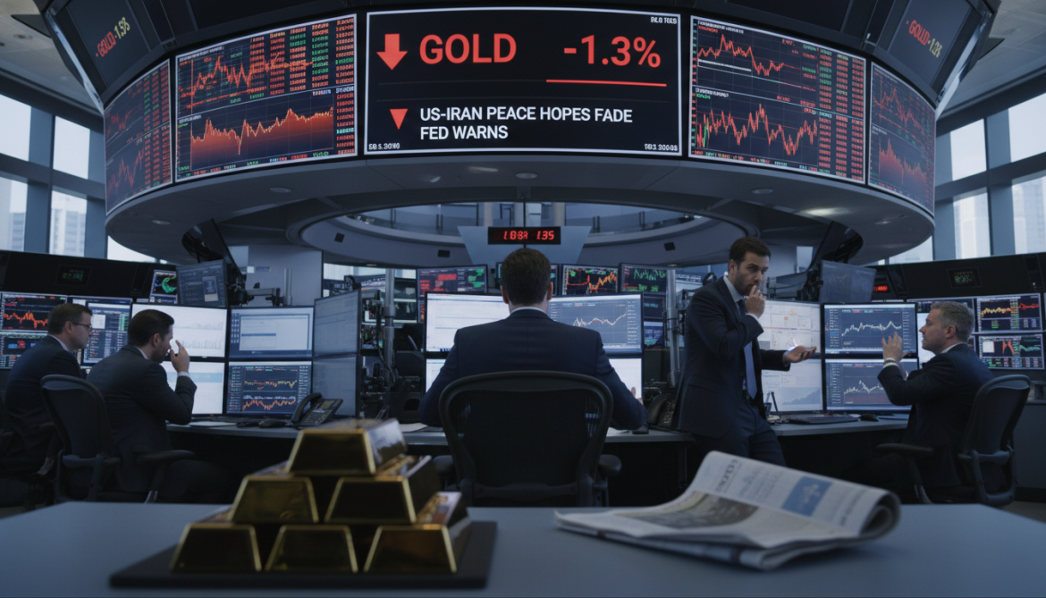 Gold slips 1.3% as US‑Iran peace hopes fade and Fed warns
