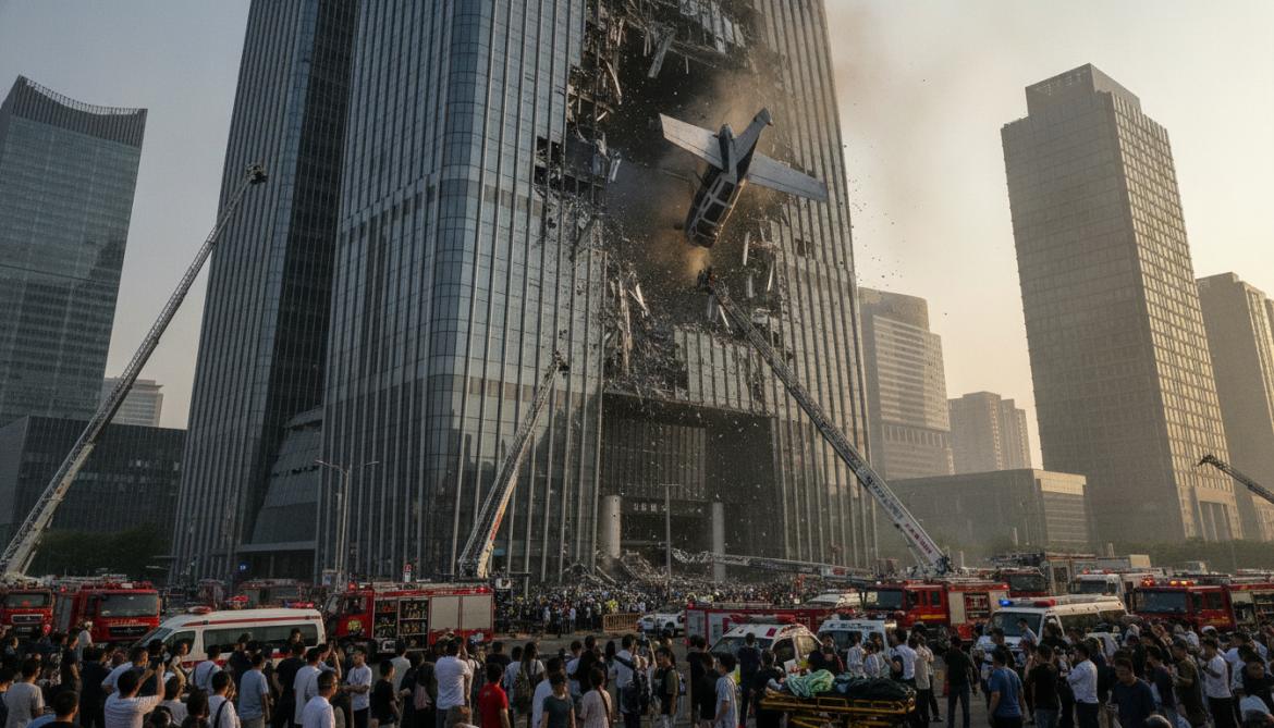 Beijing light aircraft crashes into CITIC Tower killing pilot, injuring 13