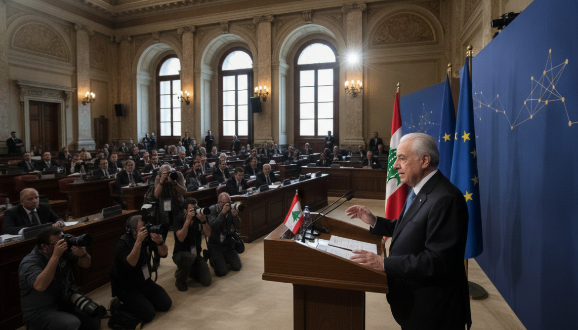 Lebanon's Aoun urges investment and foreign backing to restore stability for Europe