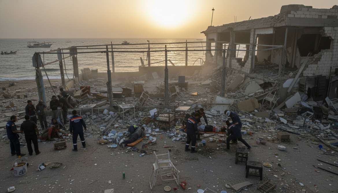 Israeli strike on Gaza seaport cafe kills at least two, wounds around a dozen