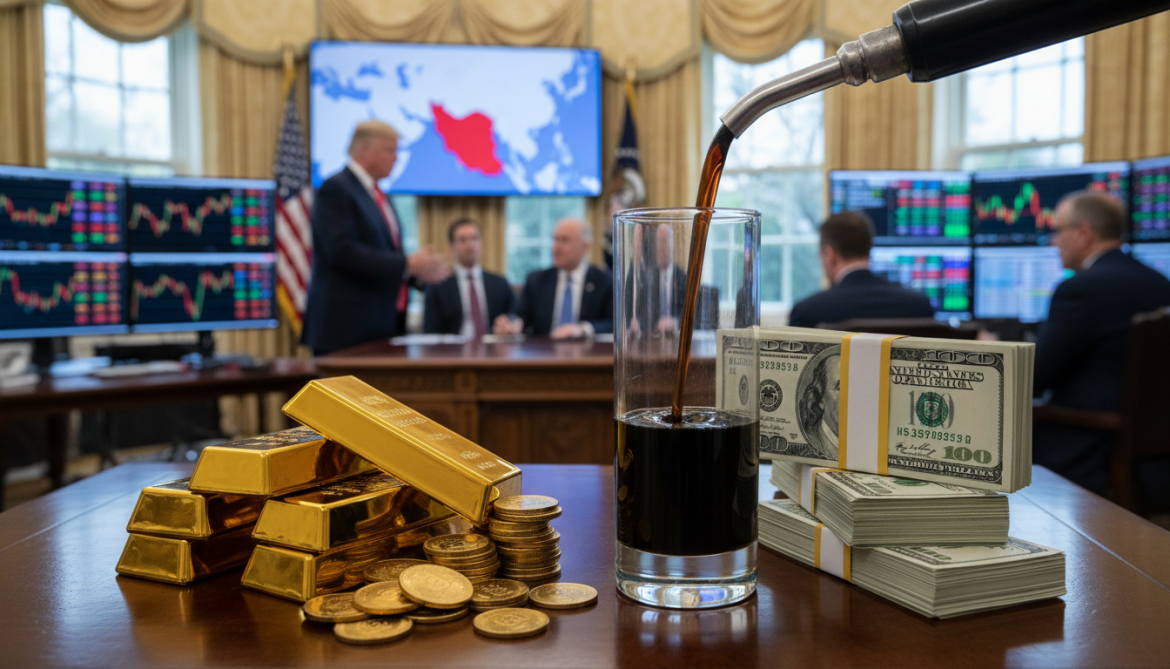 Gold Falls as Dollar and Oil Rise, Investors Await Trump Iran Decision