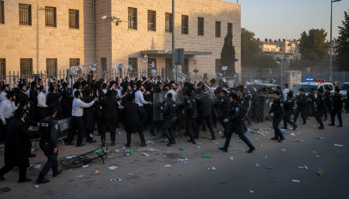 Beit Shemesh Ultra-Orthodox demonstrators storm police station over draft evasion arrest