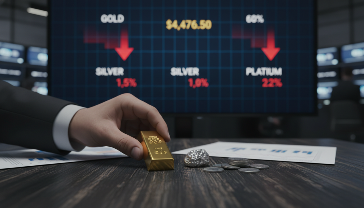Spot Gold Drops 0.2% to $4,476.50 as Silver and Platinum Retreat