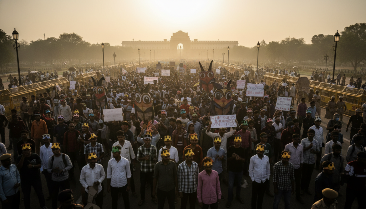 Cockroach Janta Party stages mass Delhi protest after NEET paper leaks