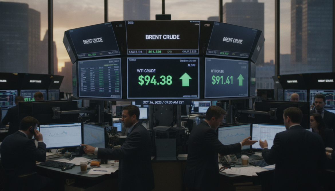 Oil prices climb in early trade as Brent reaches $94.38, WTI $91.41