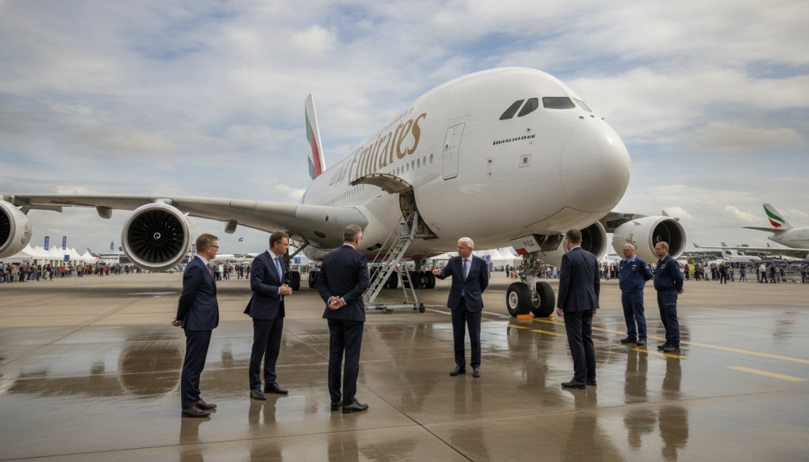 Emirates A380 inspected by German Chancellor Friedrich Merz at ILA Berlin 2026
