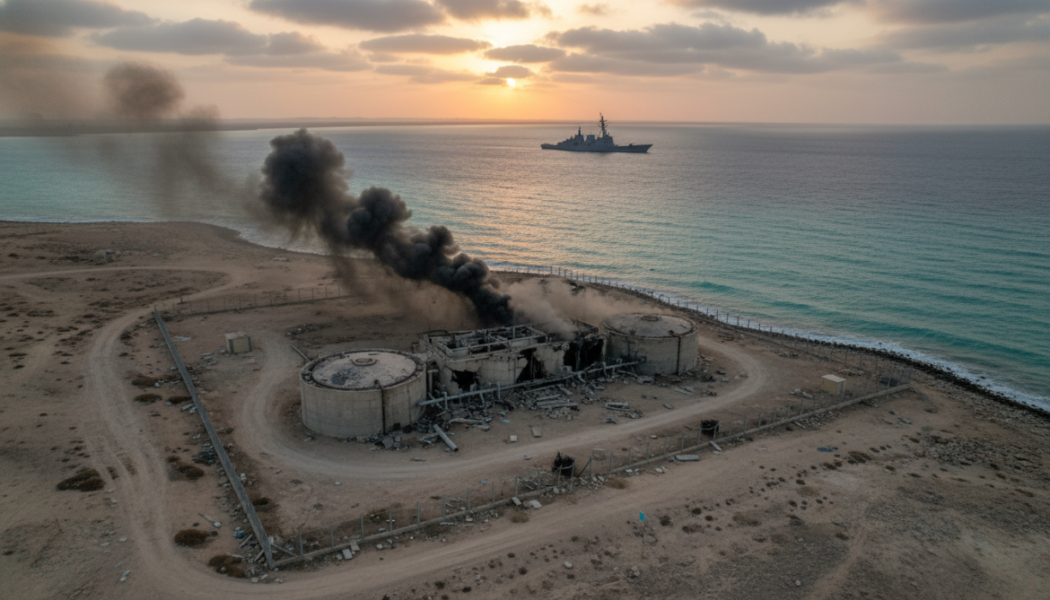 US precision strike likely damaged Iranian water facility near Strait of Hormuz