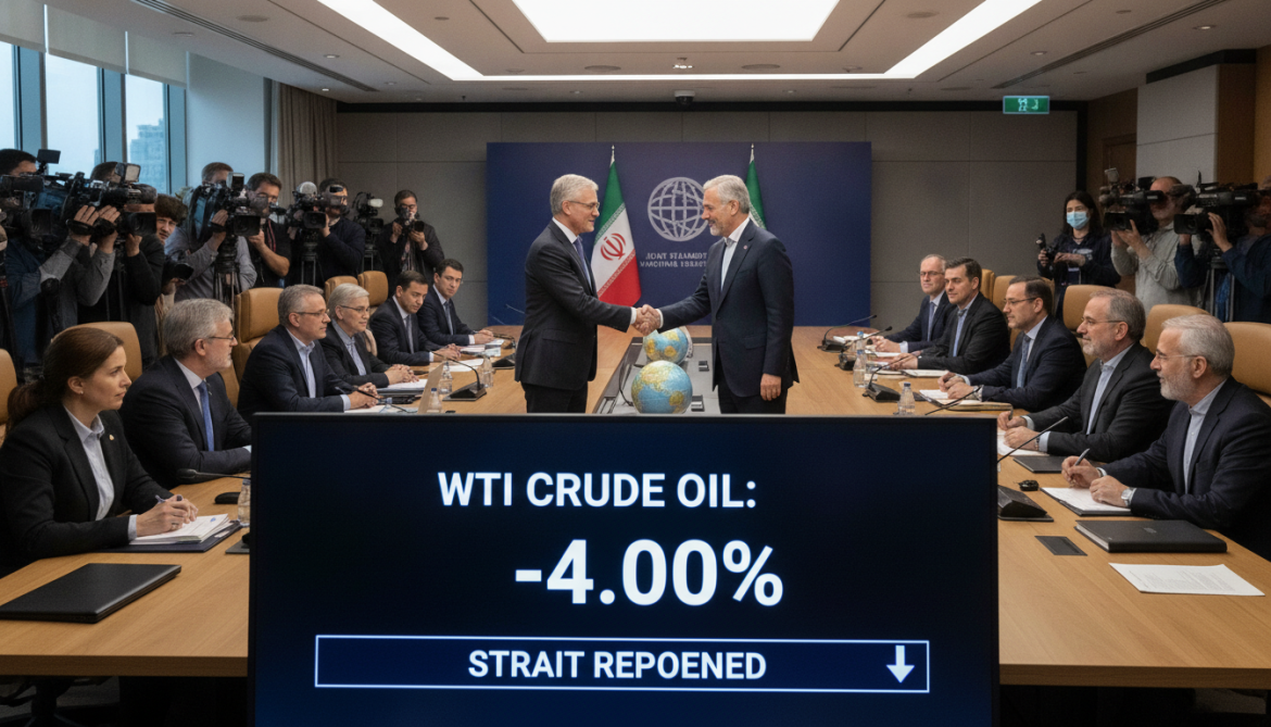 Oil prices fall 4% after US and Iran announce agreement to reopen Strait shipping