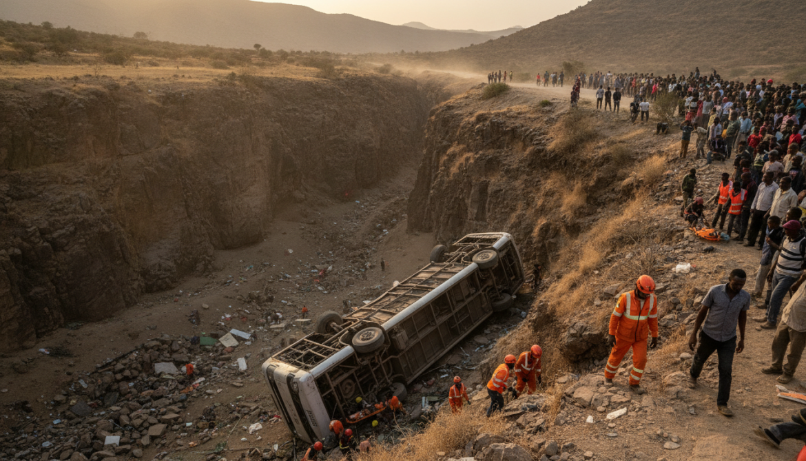 Ethiopia bus crash kills 31 as overcrowded vehicle plunges into ravine