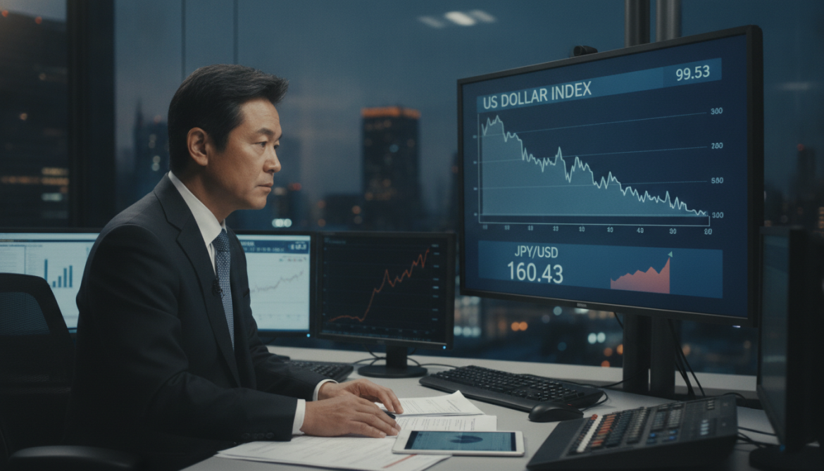 Dollar eases as index slips to 99.53, yen trades at 160.43