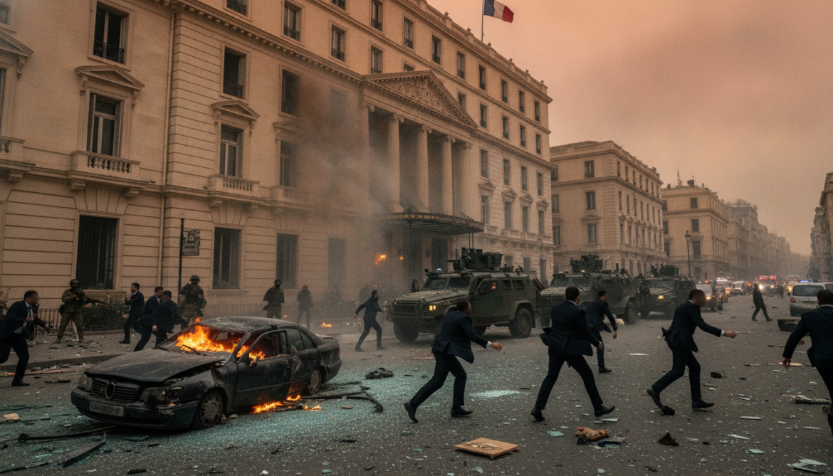Damascus explosions rock hotel hosting French President Macron during unprecedented visit