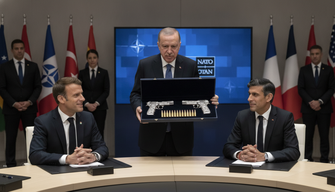 Erdogan presents engraved pistols with ammunition to NATO leaders at Ankara summit