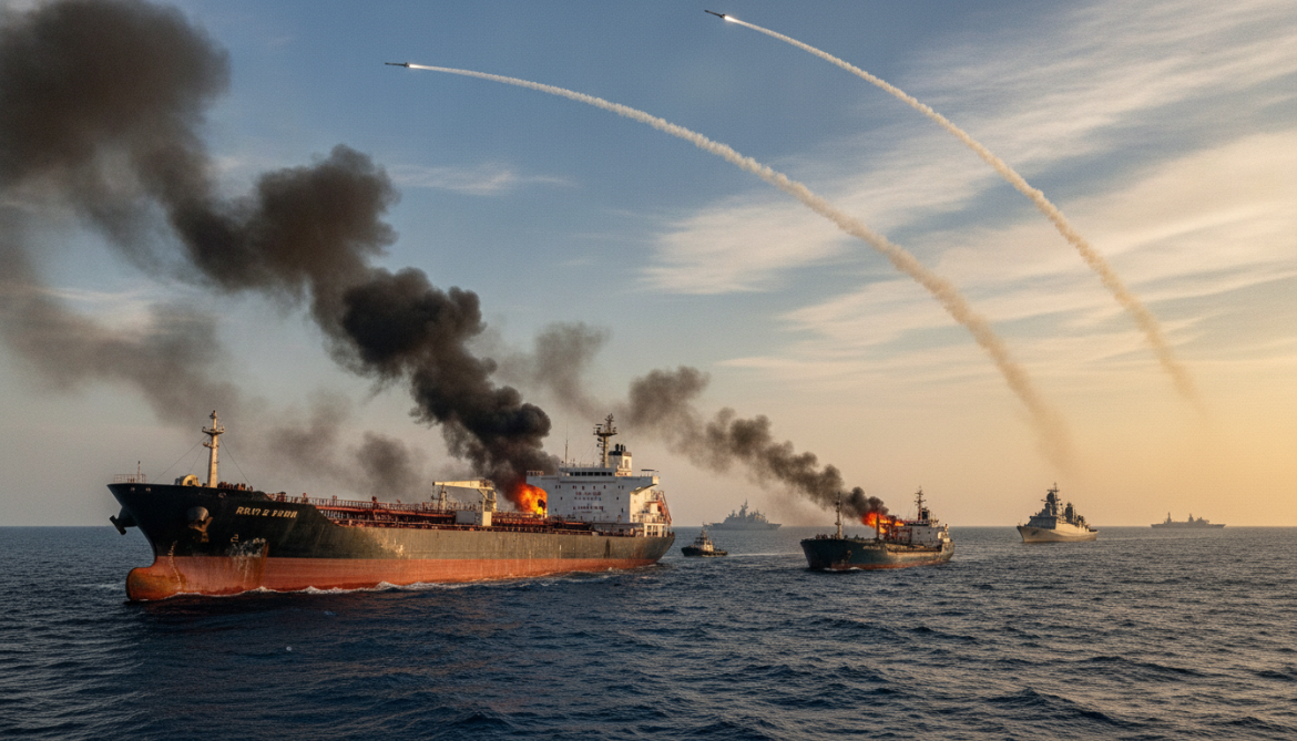 Iran Fires Missiles at Ships in Strait of Hormuz, Damaging Two Vessels
