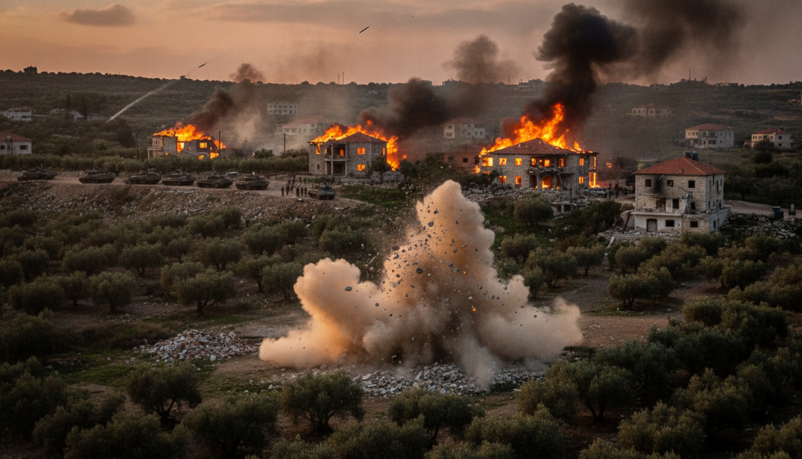 Israeli forces detonate explosives, shell southern Lebanese towns and burn homes
