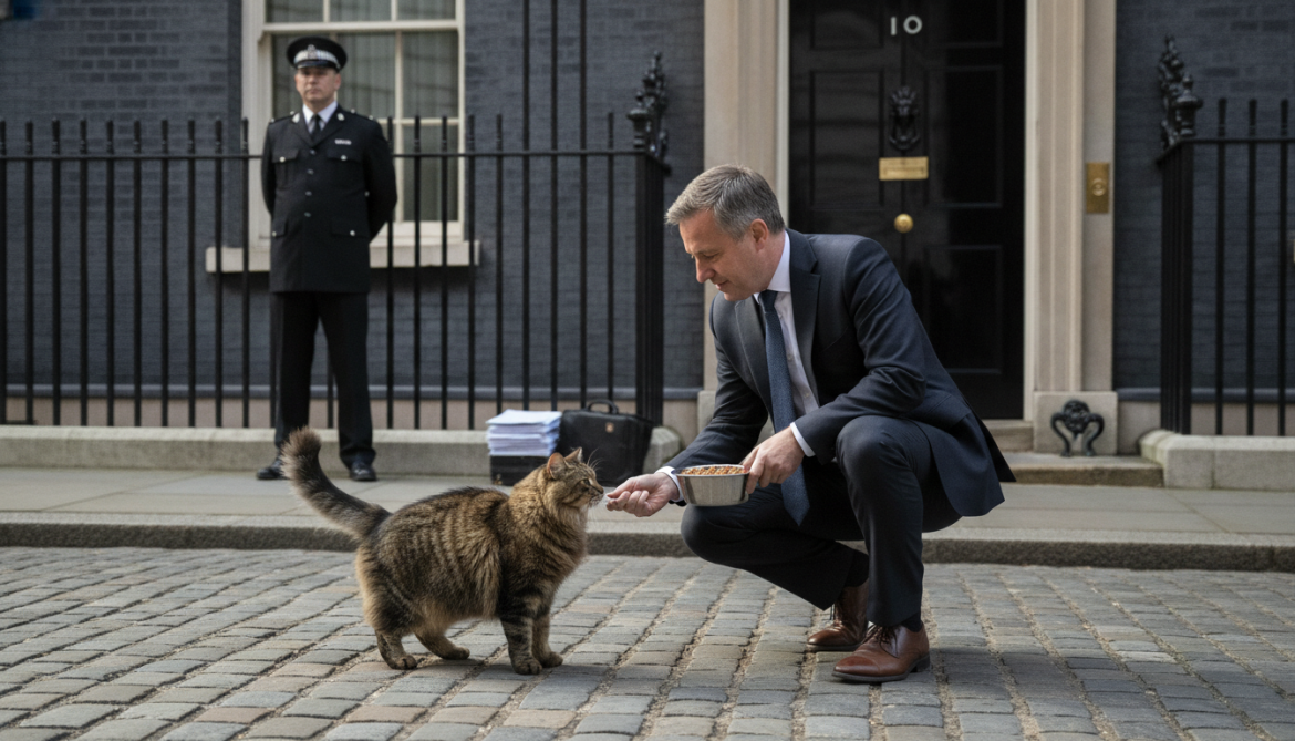 Larry the Downing Street Cat Tasks Andy Burnham with Twice-Daily Feeding