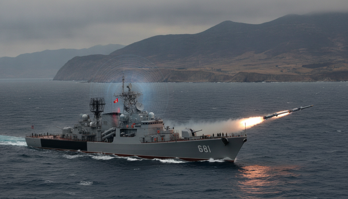 North Korea tests cruise missiles and electronic warfare on Kang Kon destroyer