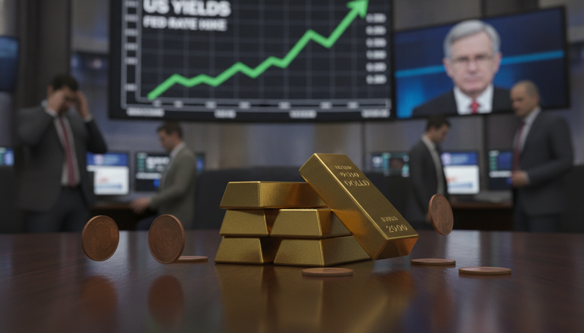 Gold Falls After Seven-Month Low as U.S. Yields Rise, Fed Hike Fears