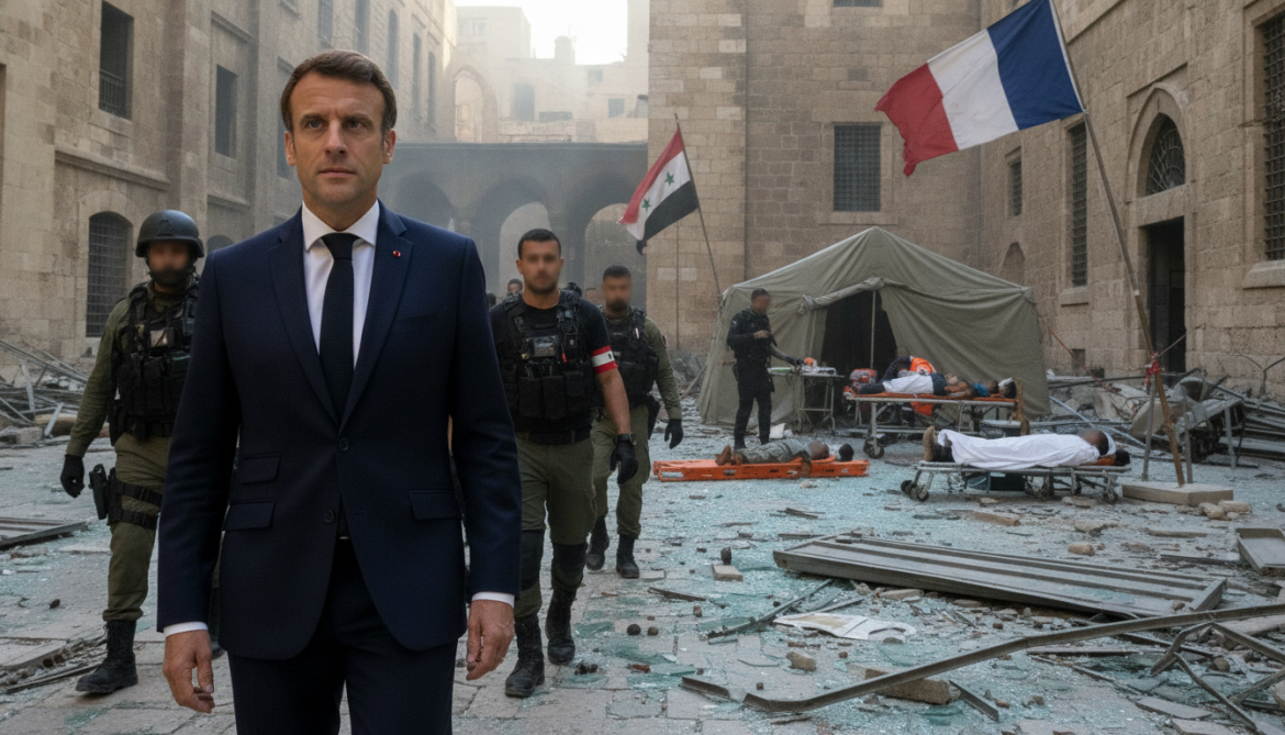 Macron presses on in Damascus after blasts kill one, injure 36
