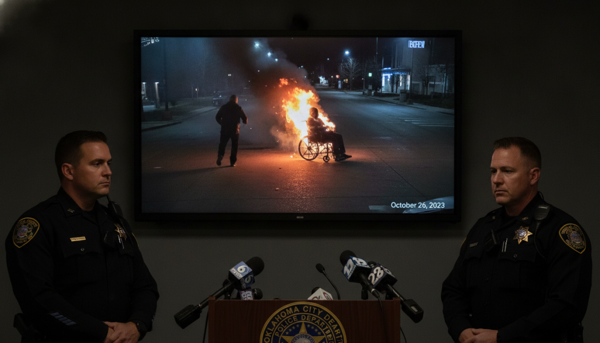Oklahoma police release video of man setting wheelchair user on fire