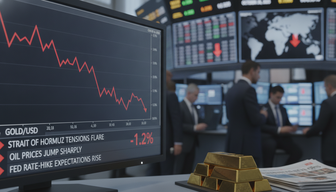 Gold falls 1.2% as Strait of Hormuz oil spike revives rate-hike bets
