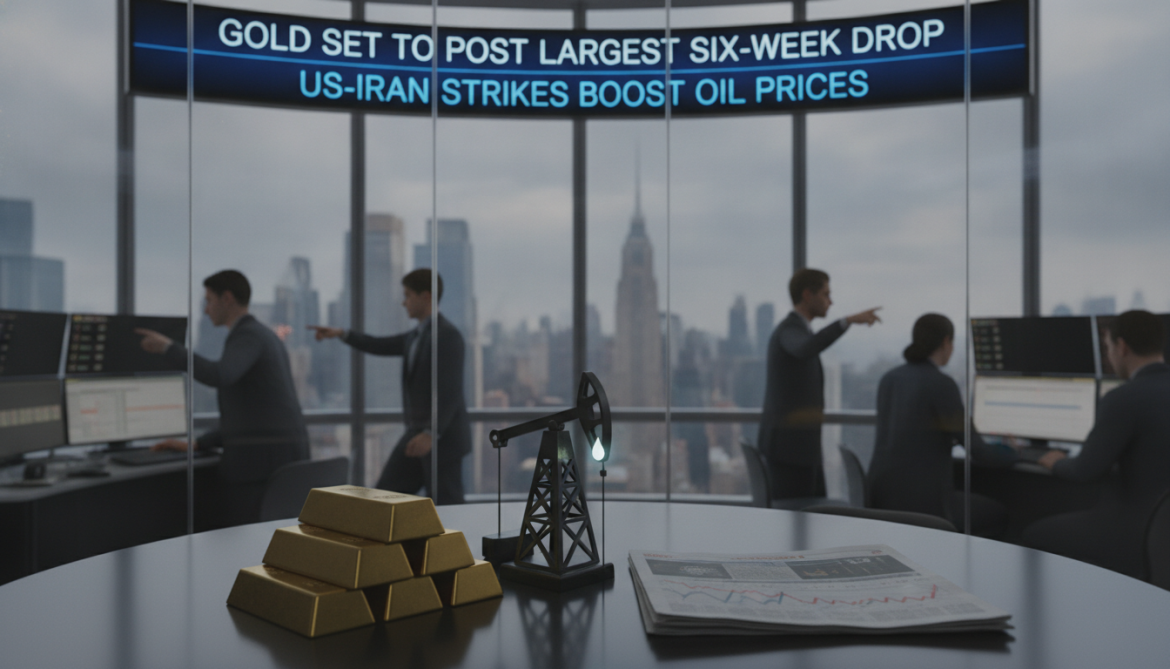 Gold set to post largest six-week drop as US-Iran strikes boost oil