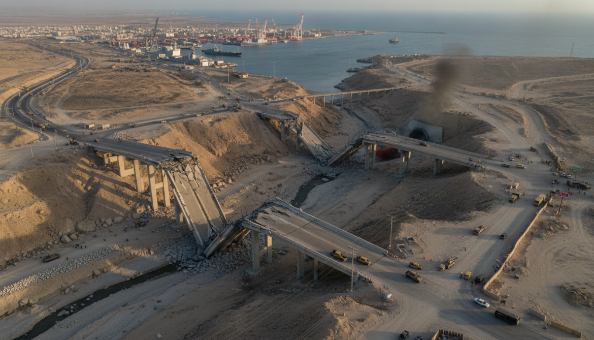 U.S. airstrikes damage bridges and tunnel, severing links to Bandar Abbas