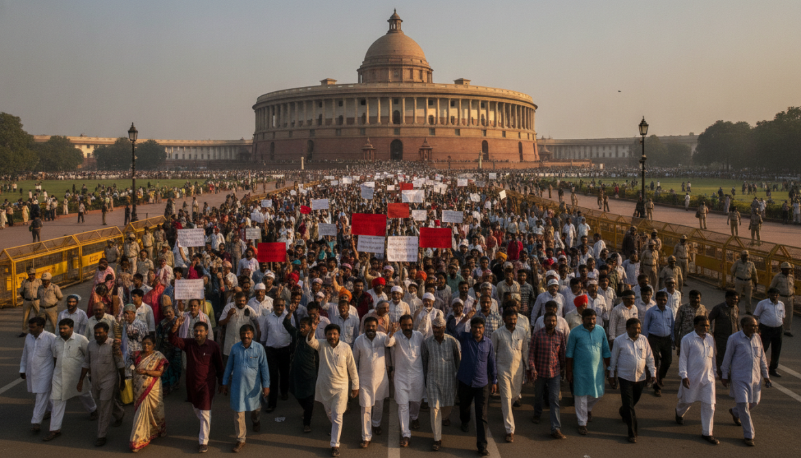 Indian protesters march on Parliament and demand education minister's resignation