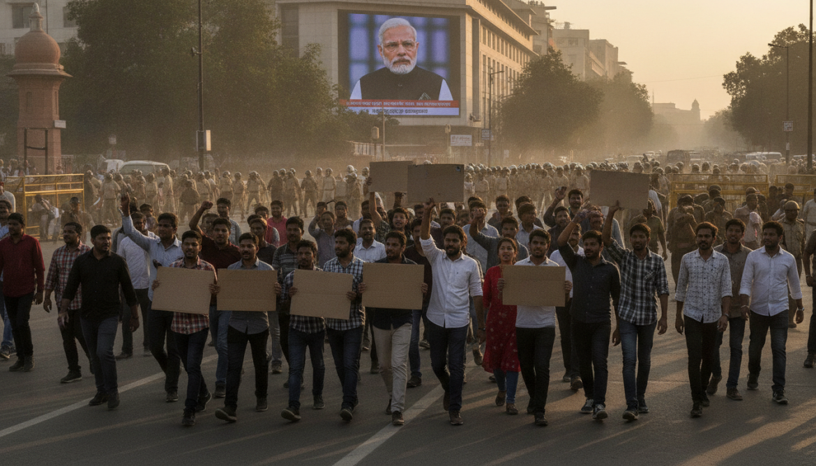India student protests escalate as Modi confronts exam scandal and jobs crisis