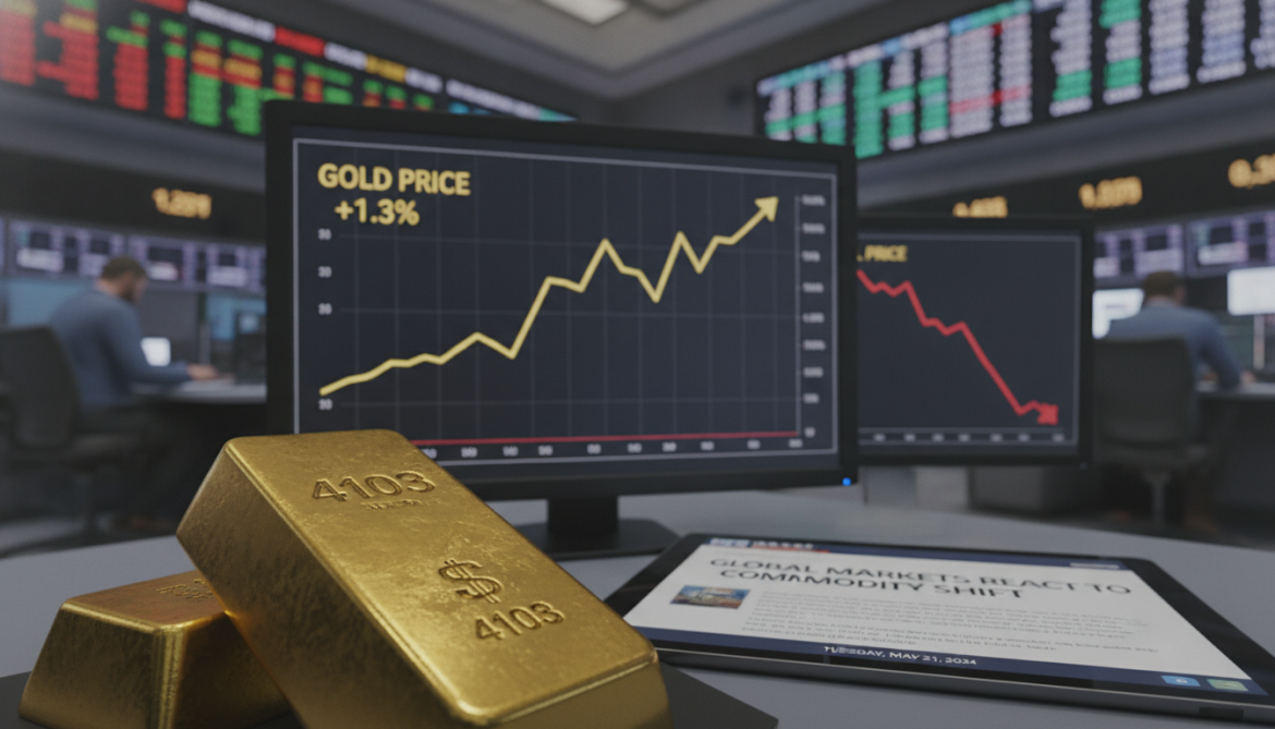 Gold price rises 1.3% to $4,103 an ounce as oil declines