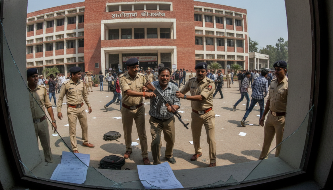 Indian police officer suspended after firing AK-47 at students over leaked exam papers