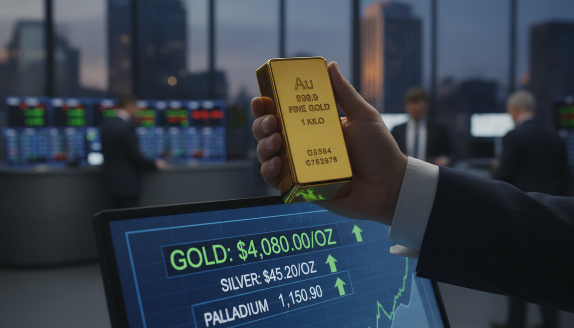 Gold rises to $4,080 per ounce as silver and palladium gain