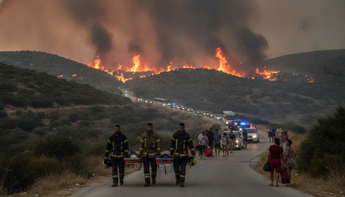 Crete Wildfire Kills Two Firefighters and Forces Thousands to Evacuate