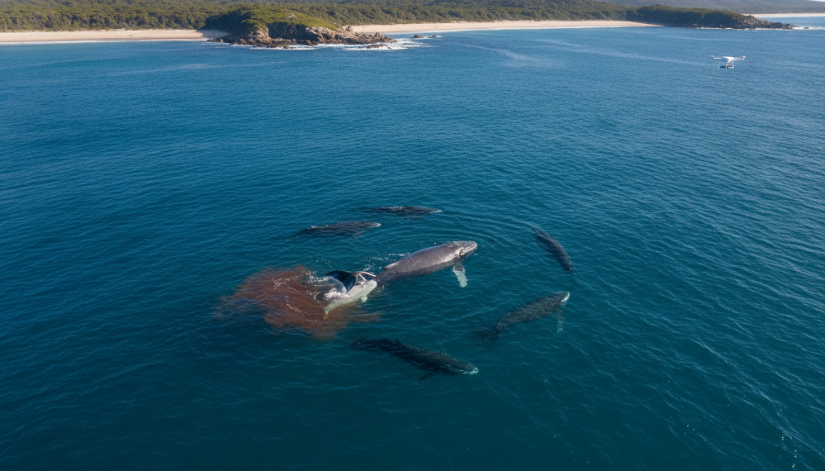 Drone captures humpback whale birth off Australia's east coast