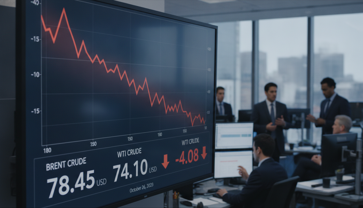 Oil prices drop $4 per barrel as Brent and WTI slide