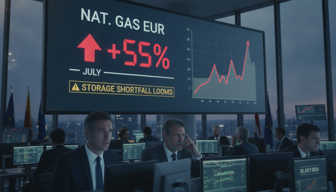 European natural gas prices surge 55% in July as storage shortfall looms