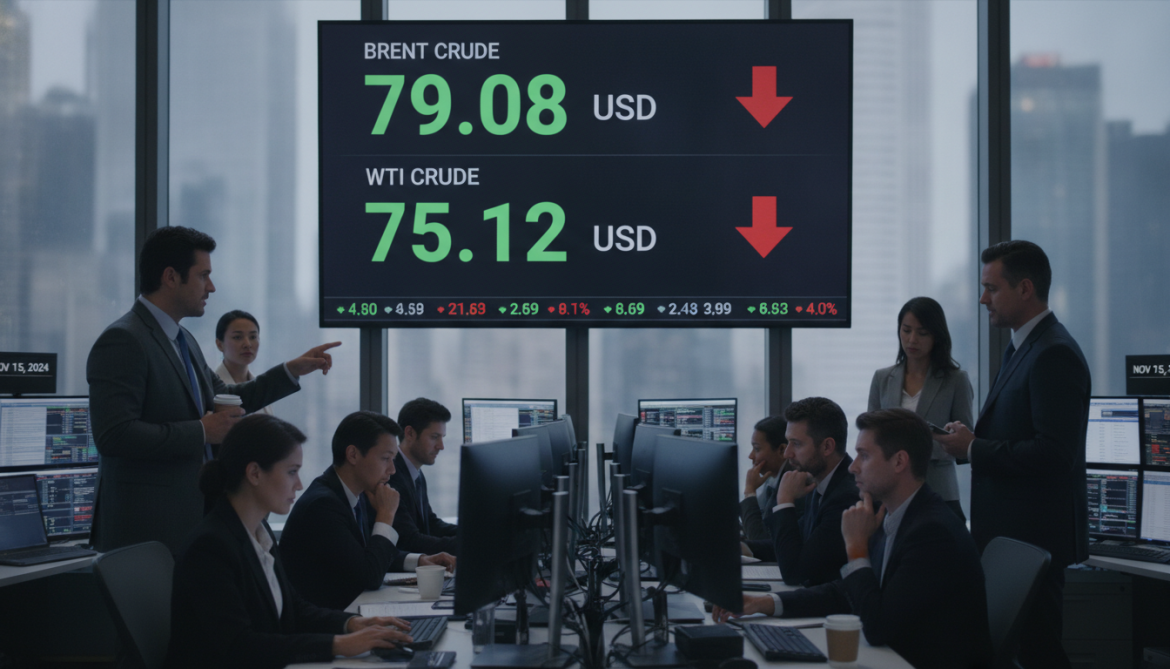 Oil prices fall as Brent crude drops to $79.08 and WTI slips